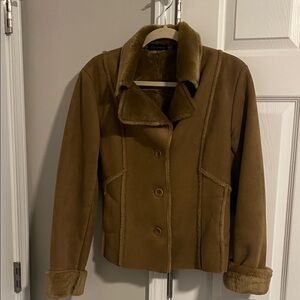 Context Brown Teddy Jacket with Faux Fur Accents